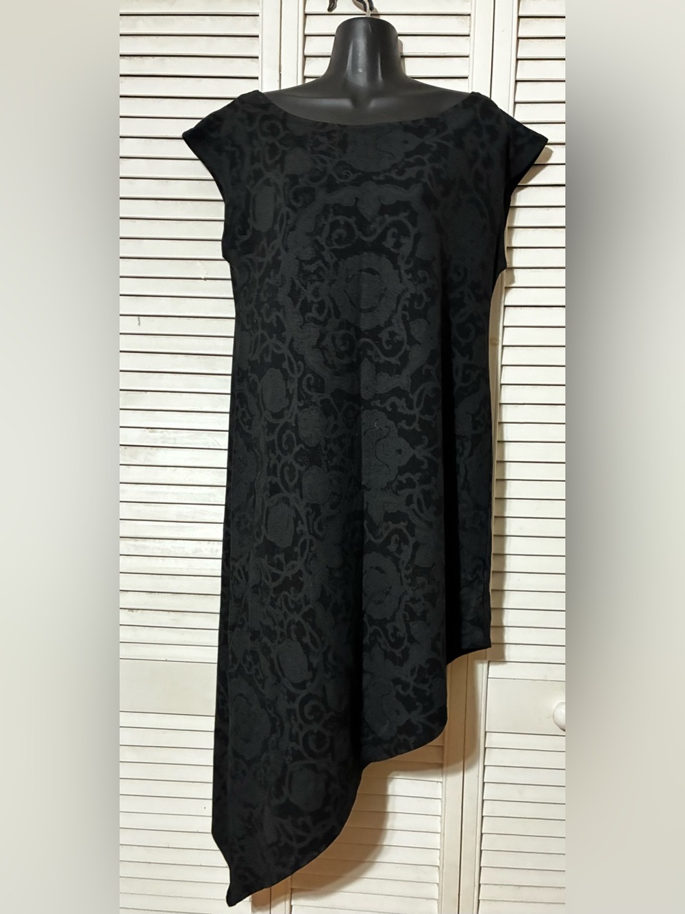 bryn Walker Black Asymmetrical Jacquard Dress